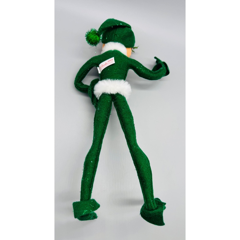 Annalee Green Elf Christmas Poseable Knee Hugger Shelf Sitter 2003 Mobilitee - Picture 5 of 7